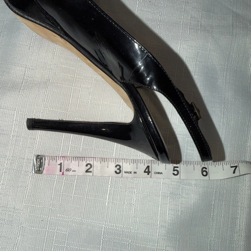 KATE SPADE Black Patent Leather Slingback Heel Platform Stiletto Italy Size 8 B